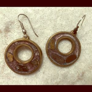 Stone and gold toned earrings